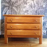 Elm chest of drawers 1970-80 3 drawers