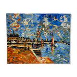 Tableau ancien, Marine, signée XX siècle