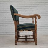 1960s, Danish 2 seater sofa, original condition, furniture wool fabric, solid oak wood.