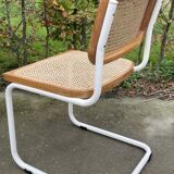 Cesca chair b32 model in white and wood by Marcel Breuer