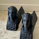 Chenets antique cast iron vintage