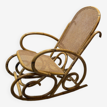 Rattan and cane rocking chair