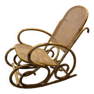 Rattan and cane rocking chair
