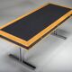 Mid-century modern oak and chrome desk with leather top, 1980s
