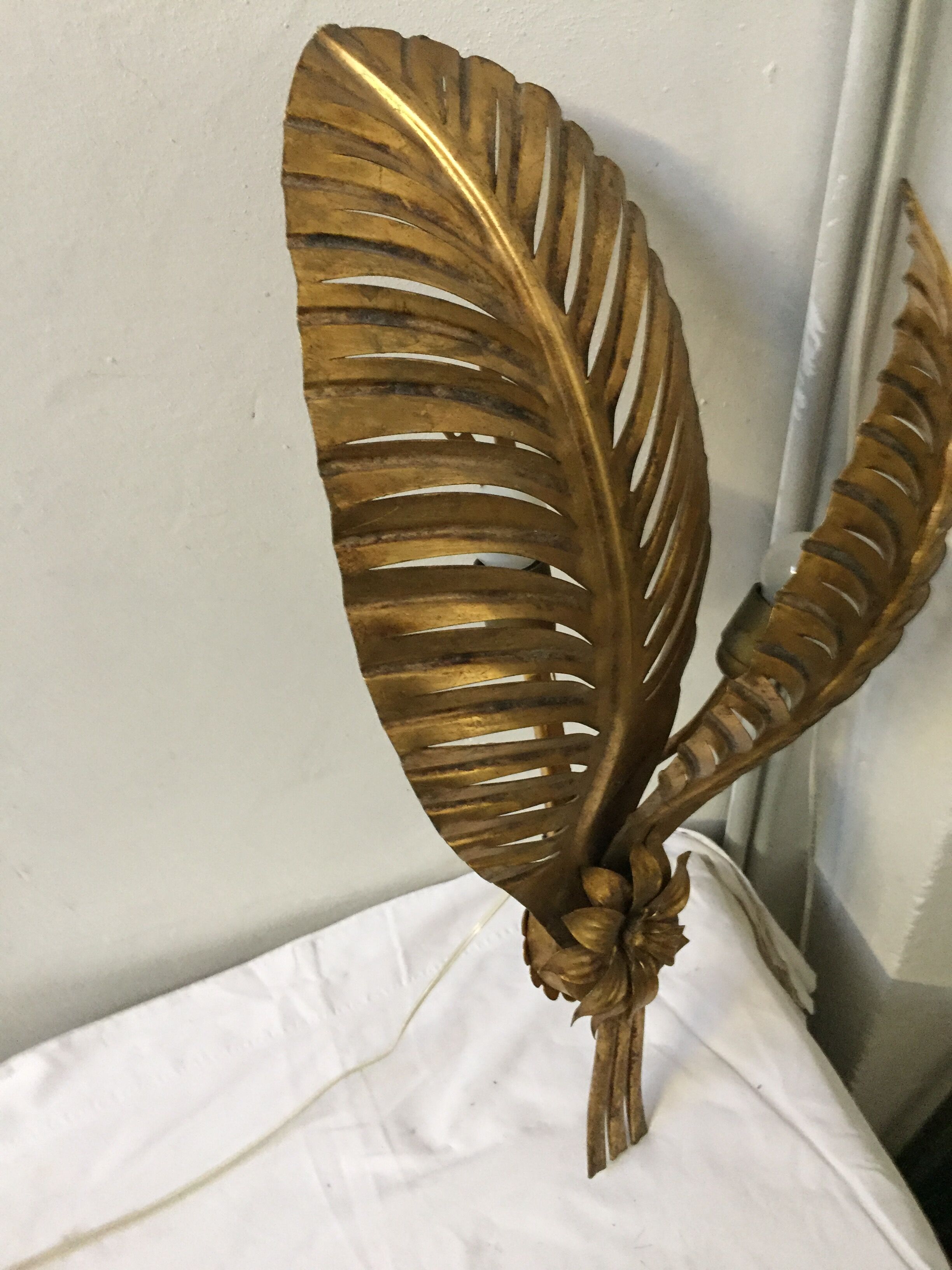 Wall light gold leaves, 70s