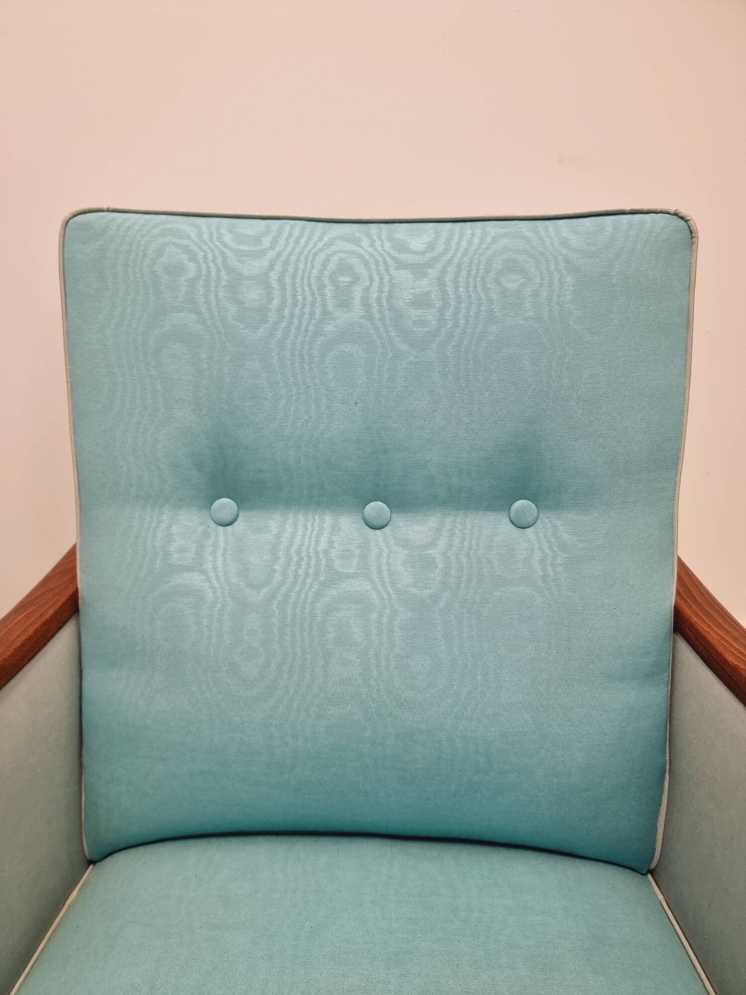 Pair of Mid Century modern, vintage armchairs, wooden and tubular frame, 1960's, Hungary