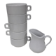 Coffee set 5 cups with Mehun white porcelain milk pitcher (France)
