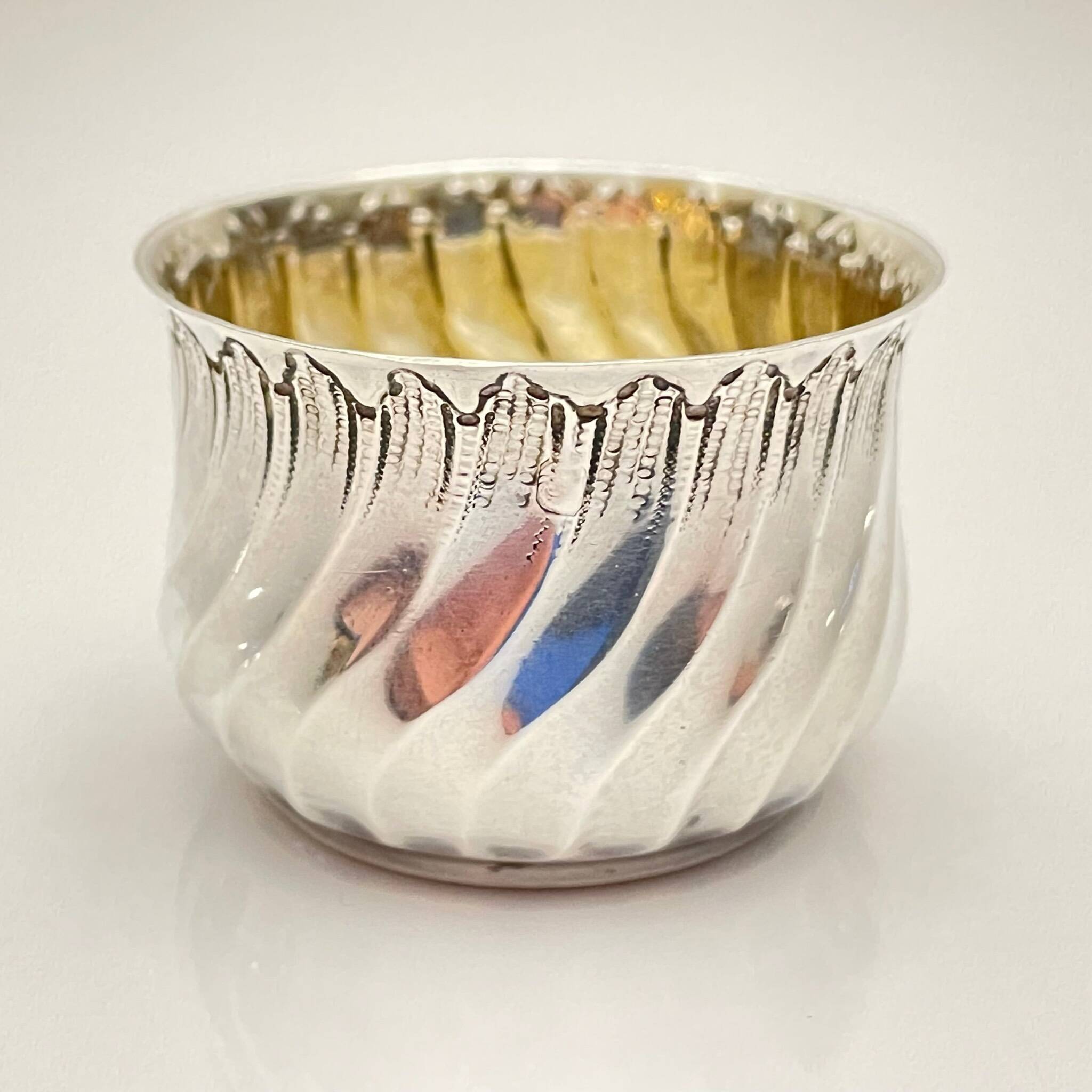 Pair of silver salt cellars and spoons