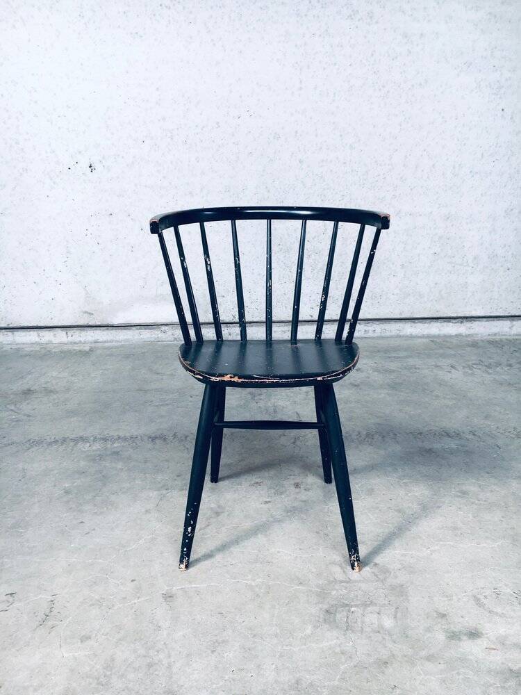 Mid-Century Scandinavian Design Curved Spindle Back Side Chair, Denmark, 1960s