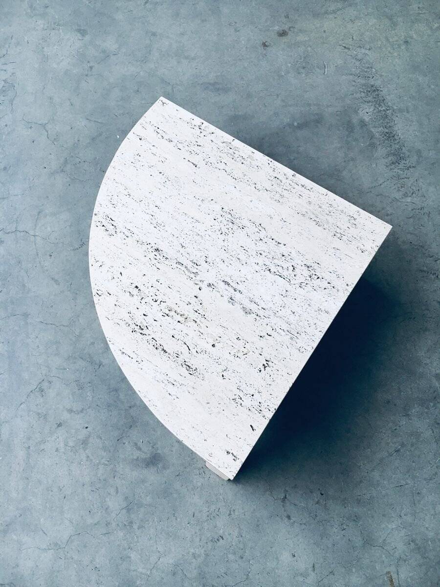 Mid-Century Modern Travertine Edge Side Table, Italy, 1970s