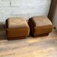 Ottomans Mid-Century Modern en marron et beige, années 1950, ensemble de 2