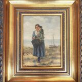 2 x Mother and child in the dunes, signed / J. de Zon (lower left) / oil on wood