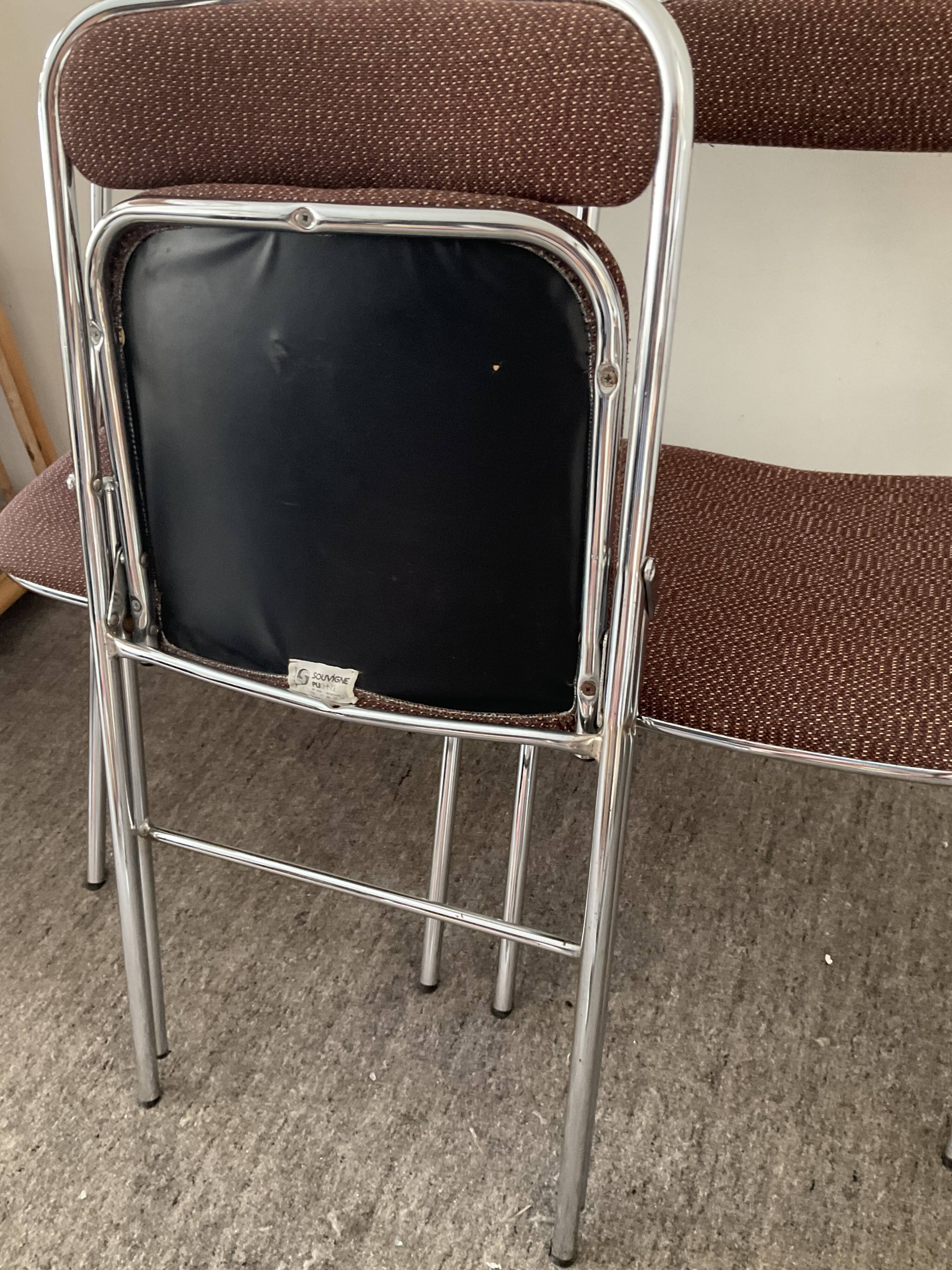 Série de 3 chaises pliantes Souvignet des années 70