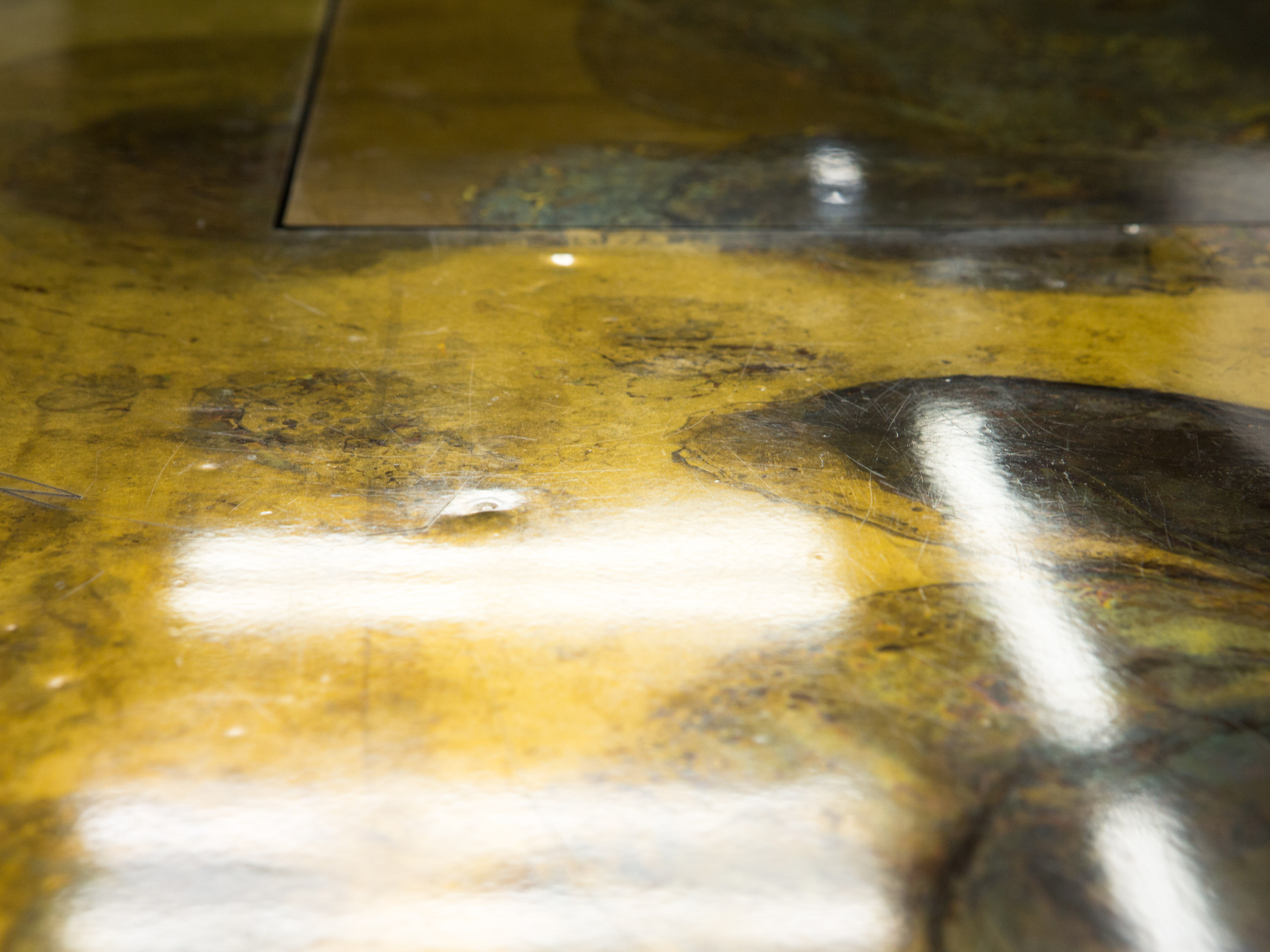 Isabelle and Richard Faure's unique patinated oxidized brass coffee table 1970