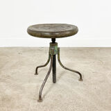 Industrial 3 legged factory swivel stool Green Grey