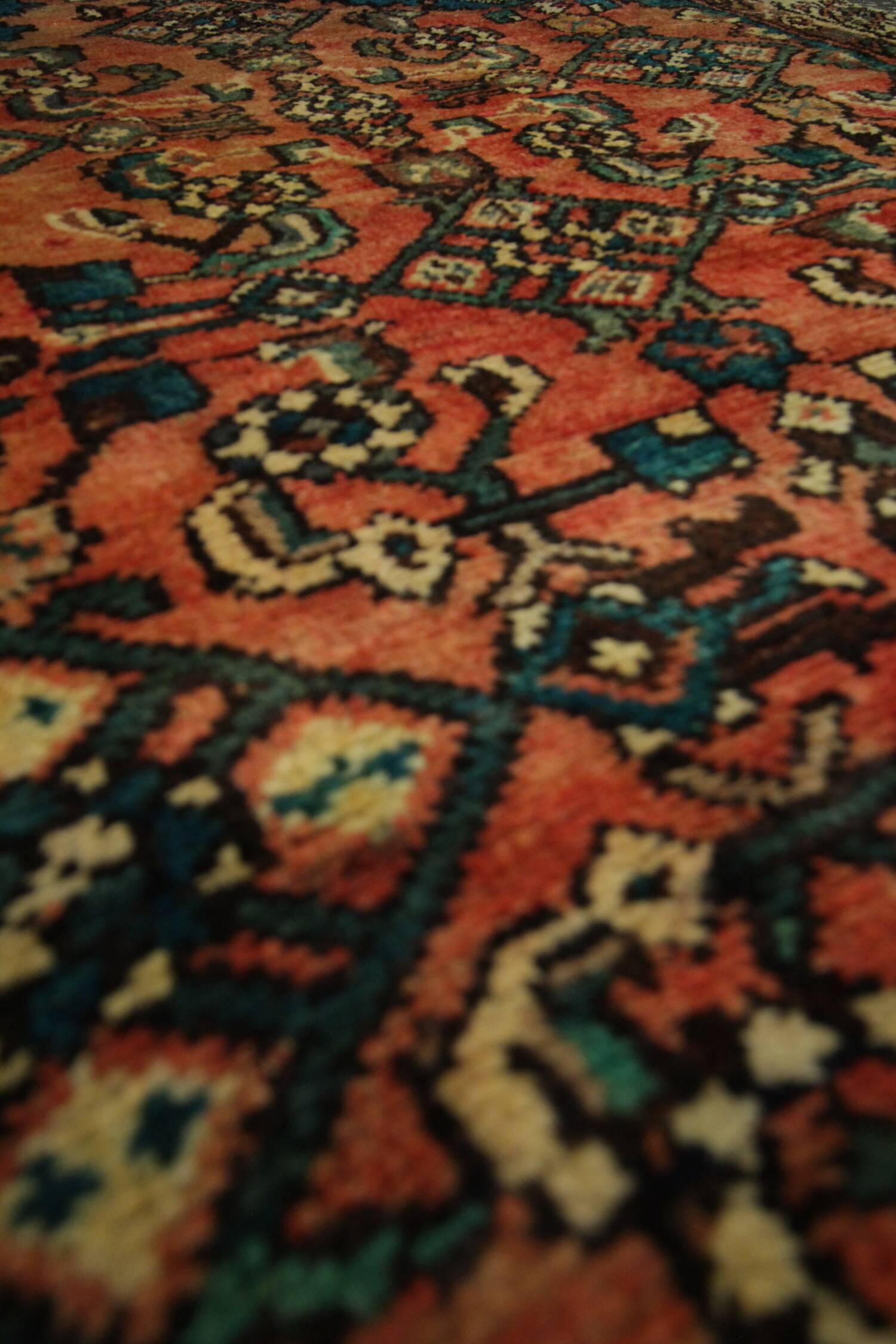 Tapis d'escalier en laine à motif floral rouille, tapis à médaillon central noué à la main 94x240