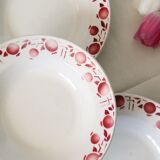 Set of 4 hollow plates, Céranord, apple pattern, vintage