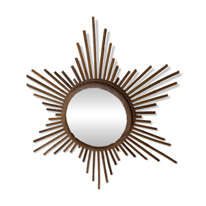miroir soleil en rotin