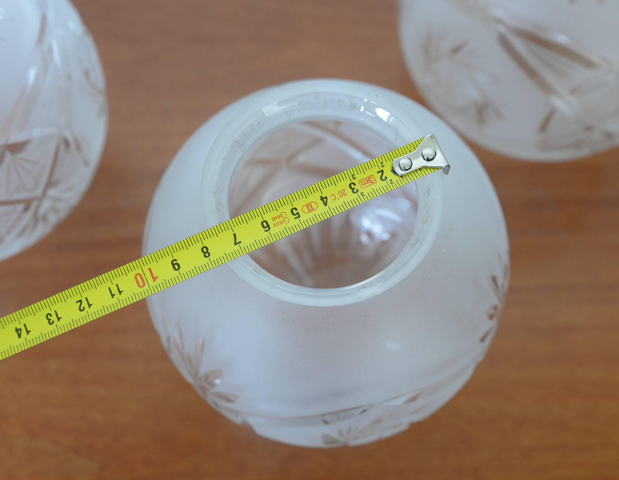 Ensemble de 3 abat-jour vintage en cristal taillé, globes soufflés à la main, années 1960