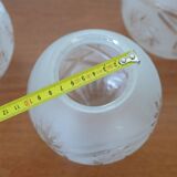 Ensemble de 3 abat-jour vintage en cristal taillé, globes soufflés à la main, années 1960