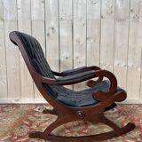 Fauteuil basculant Chesterfield en cuir noir