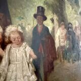 Oil on canvas The walk by Ludwig KNAUS (1829-1910)