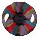 Bowl, Vallauris centrepiece in multicoloured ceramic, signed.