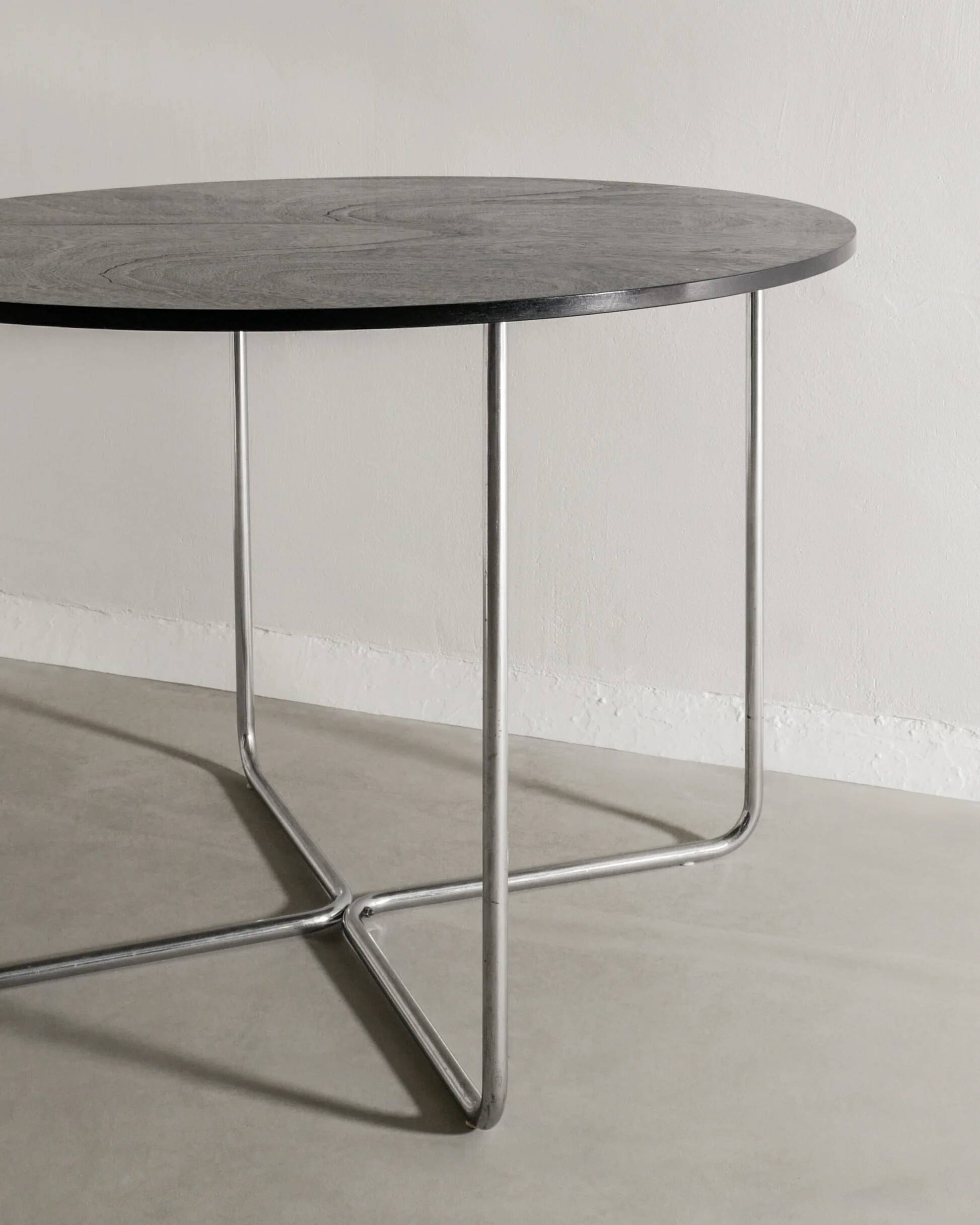 Black Mid Century Bauhaus Wooden Chrome "B21" Table by Marcel Breuer, 1930s