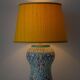 Mediterranean Table Lamp in Hand-Painted Spanish Ceramic, New Yellow Silk Shade