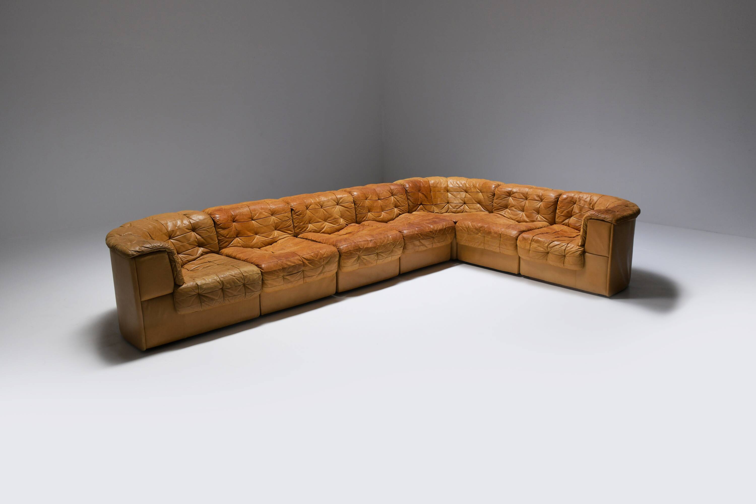 Vintage DS 11 modular sofa in cognac/orange leather by De Sede Swiss