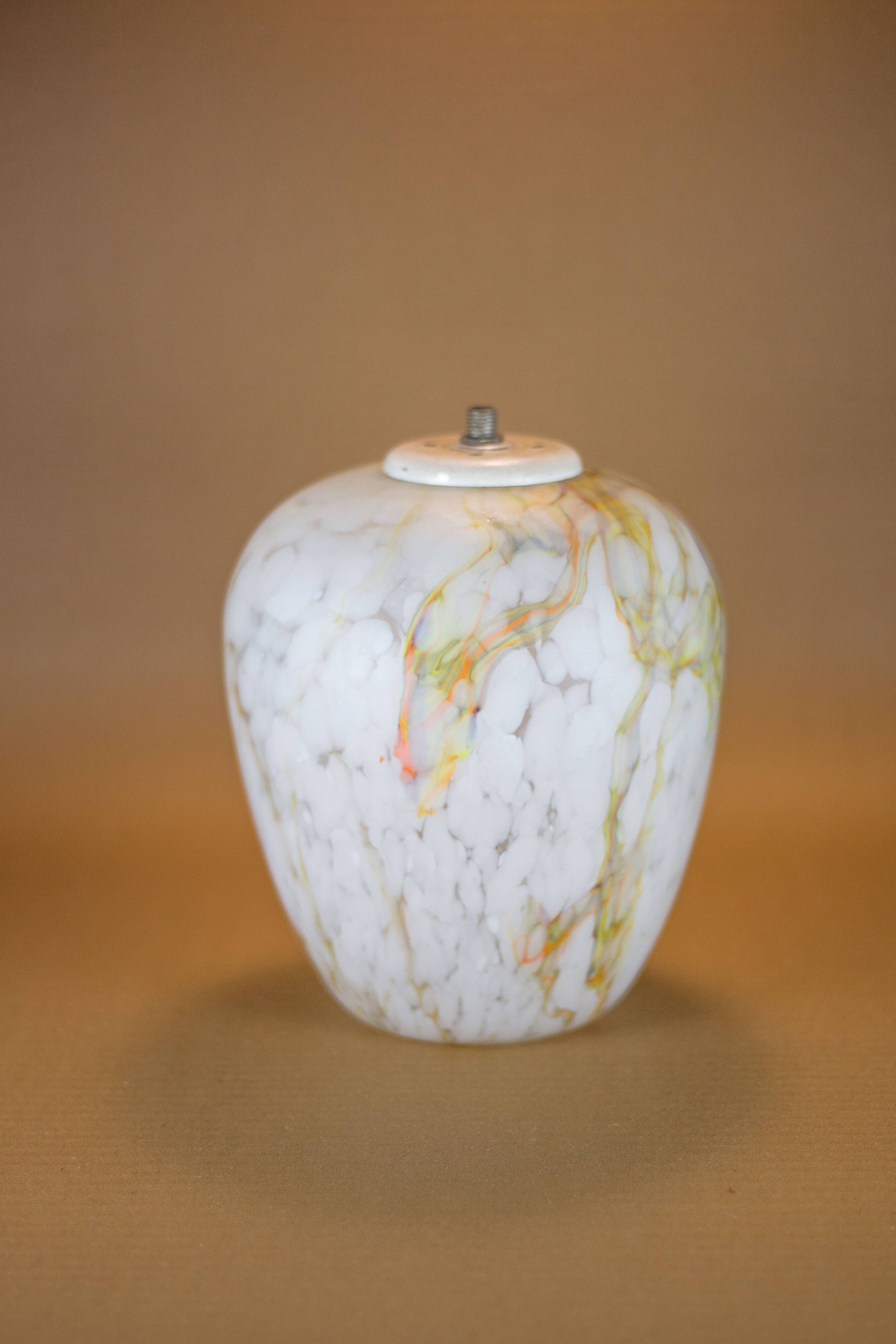 Colorful marbled opaline globe, glass lampshade, ceiling lamp, ceiling lamp, 60's