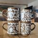 4 tasses à café en grès vintage