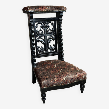 Pray god chair in blackened wood and velvet Napoleon III period