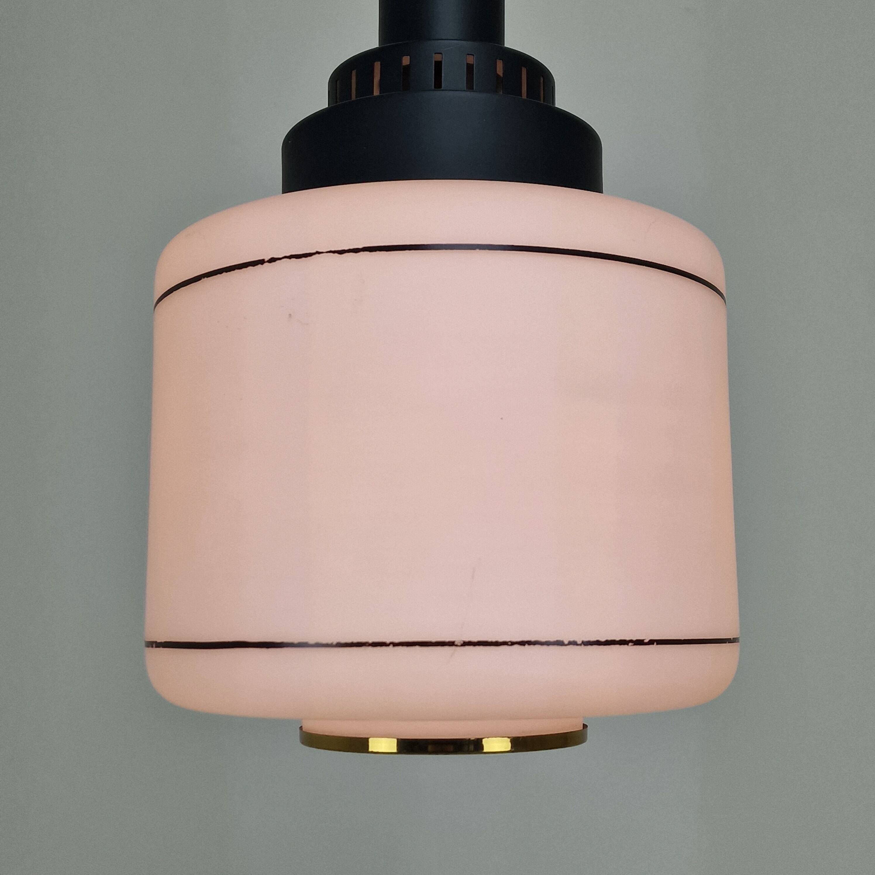 Mid-Century Modern Stilnovo Style Opaline Glass Pendant Light, 1950s/1960s
