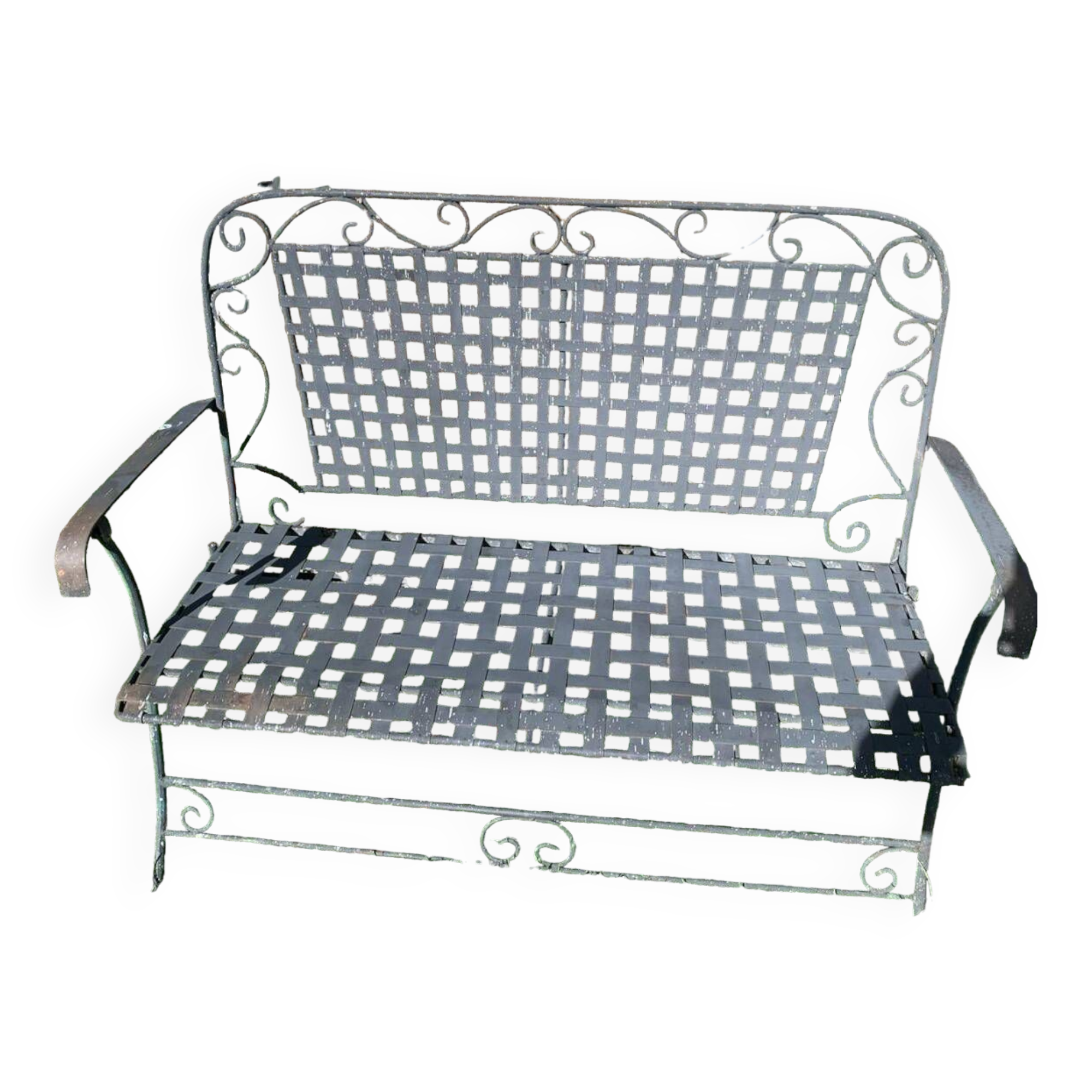 Wrought iron folding garden bench