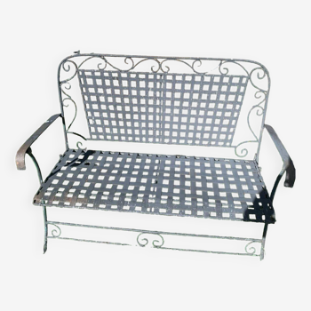 Wrought iron folding garden bench