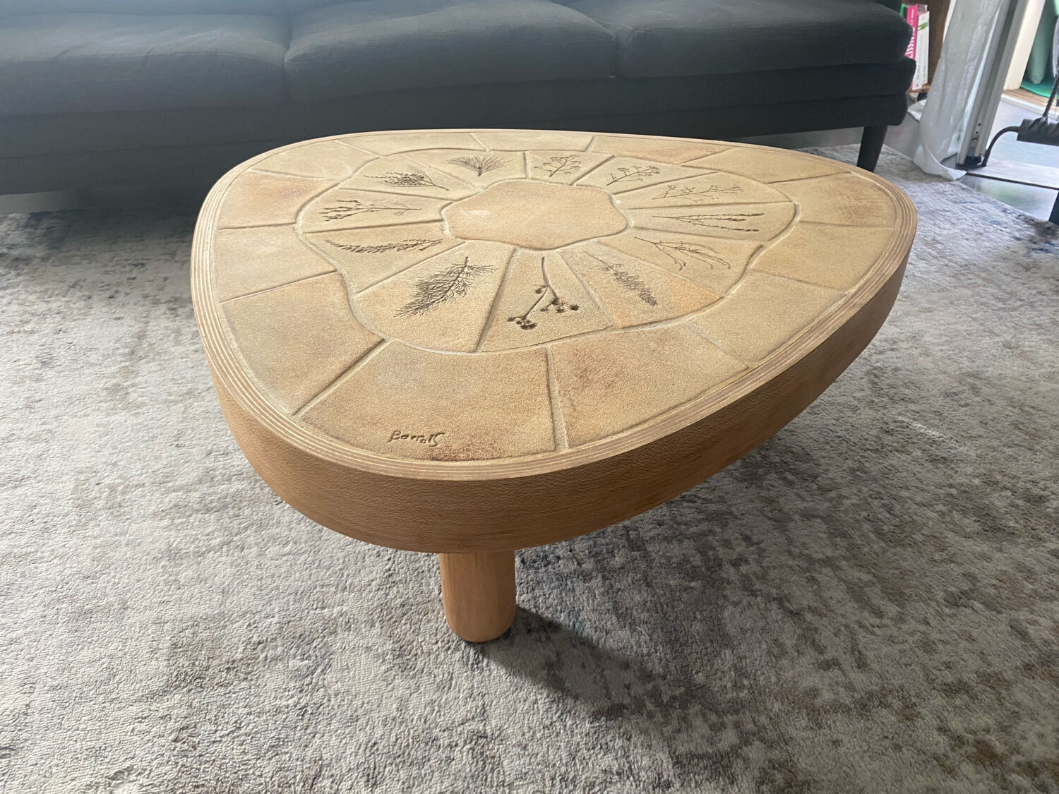 Vintage coffee table signed Barrois