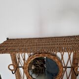 Woven wicker coat rack