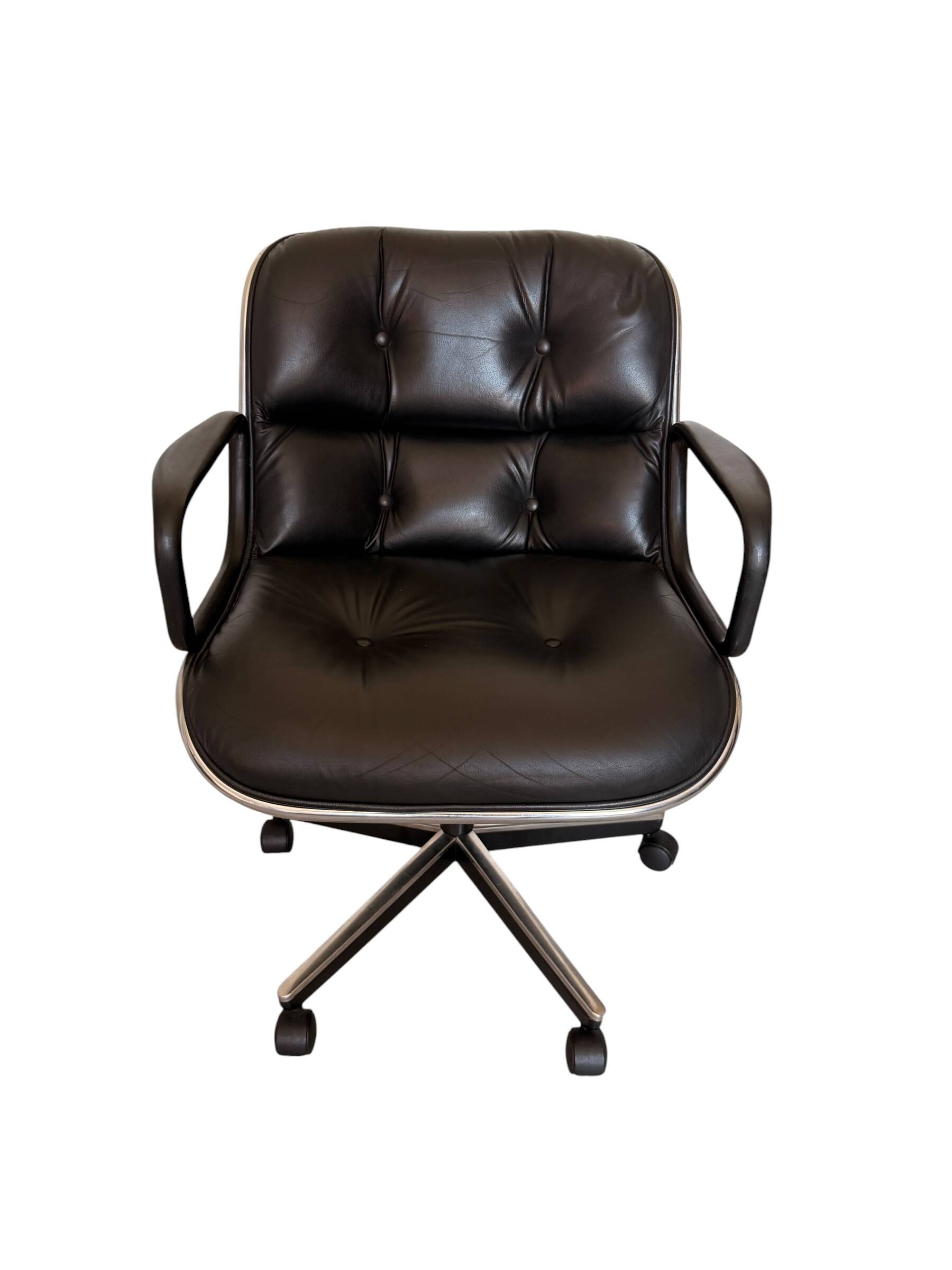 Charles Pollock Knoll Office Chair - Black Leather (Signed Model)