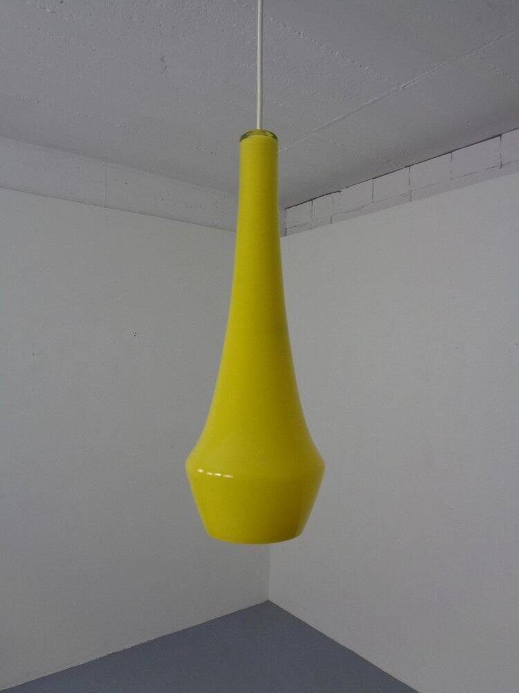 Yellow Teardrop Glass Ceiling Lamp from Holmegaard, Denmark, 1960s