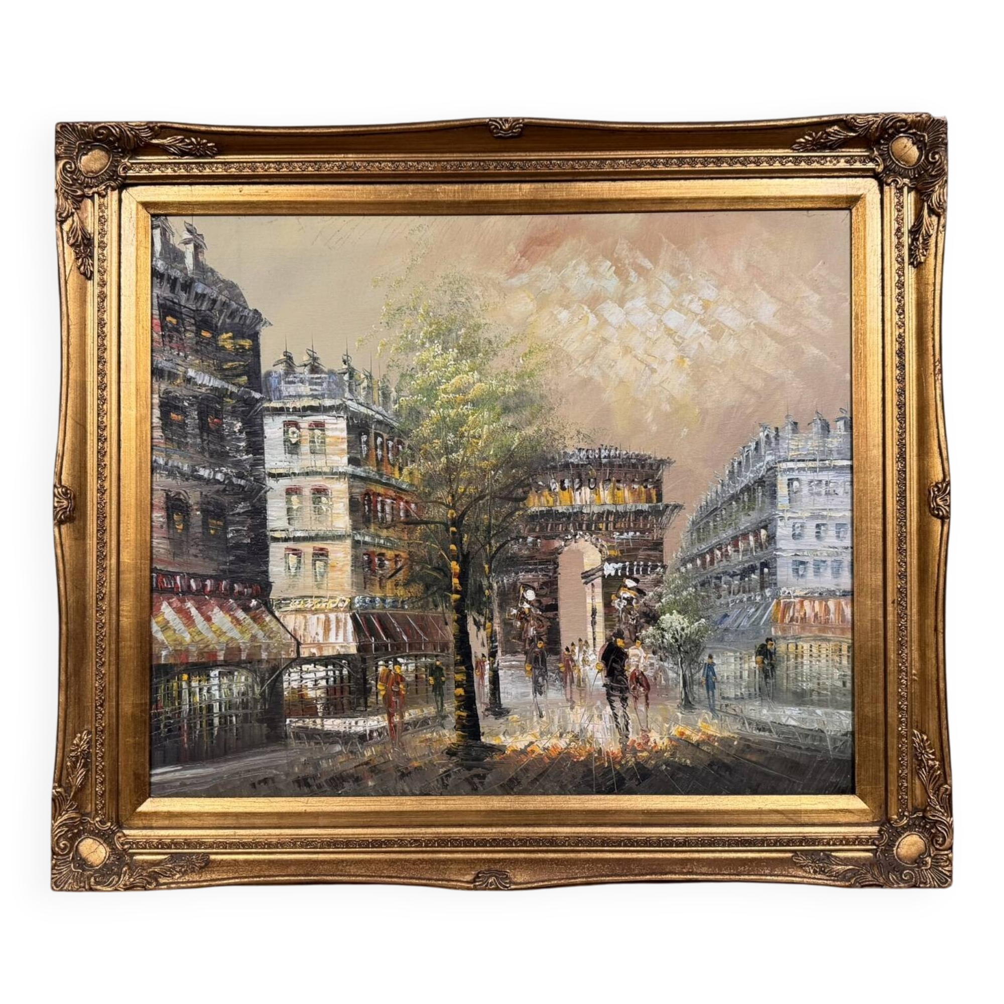 After Renée Wilsson: Oil on canvas The Arc de Triomphe in Paris circa 1980