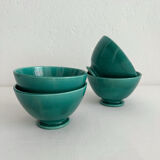 4 antique vintage green ceramic bowls