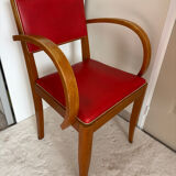 Bridge Vintage Armchair – Curved Design & Red Vinyl – 1950