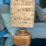 Ceramic base lamp and cork lampshade