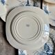 6 blue ironstone flat plates from Gien, "Birds" service, circa 1870, no. 1