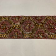 Old Turkish narrow Kilim Runner 315x51 cm, shabby chic, vintage kelim Red Black