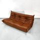 Togo  sofa in cognac leather attributed to  Michel Ducaroy for Ligne Roset.