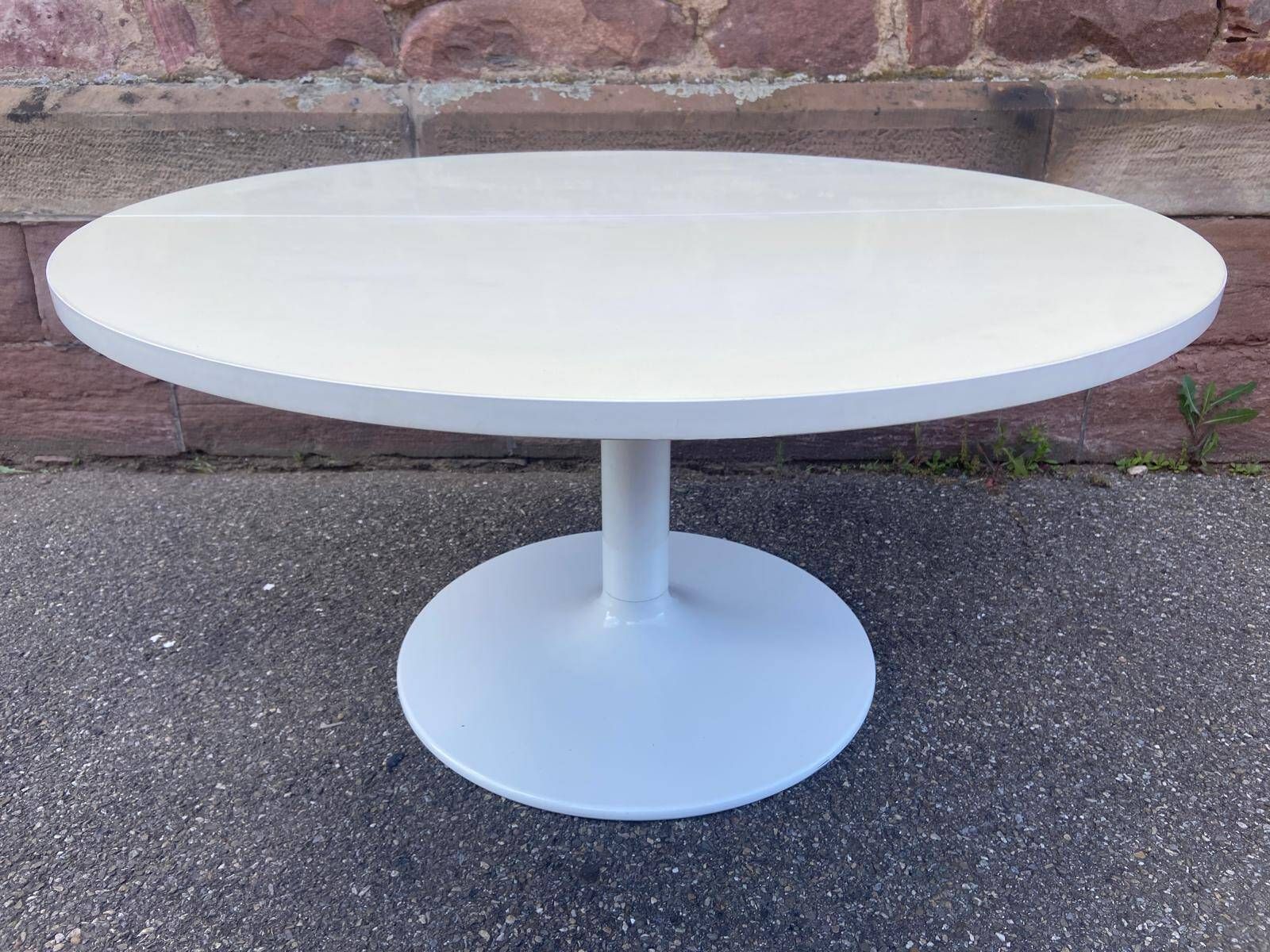 Modular table with cast iron tulip leg system brand jer fonderie chenesseau orléans 1970