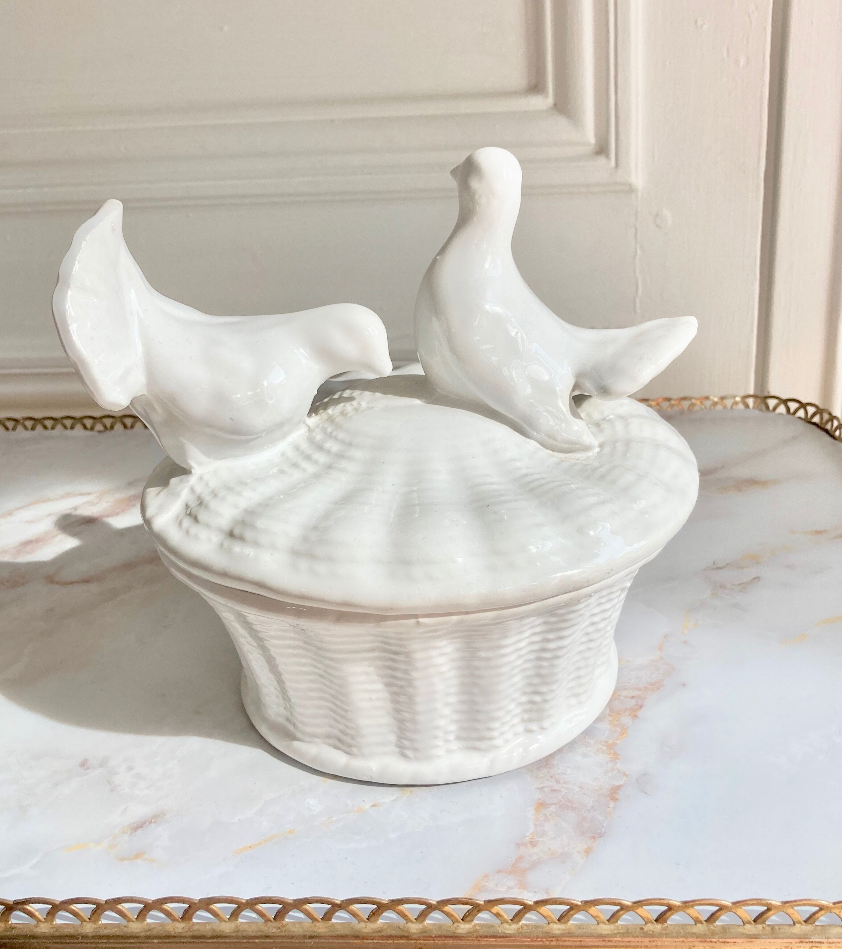 Soupière oiseaux céramique