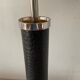 Vintage column lamp in leather and silver brass 60s-70s